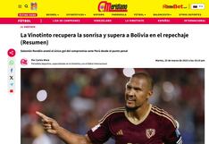 “La Vinotinto recupera la sonrisa”: la reacción de la prensa de Venezuela a la victoria ante Perú