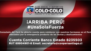 #UnaSolaFuerza: Colo-Colo de Chile se puso la blanquirroja y ayudará al país