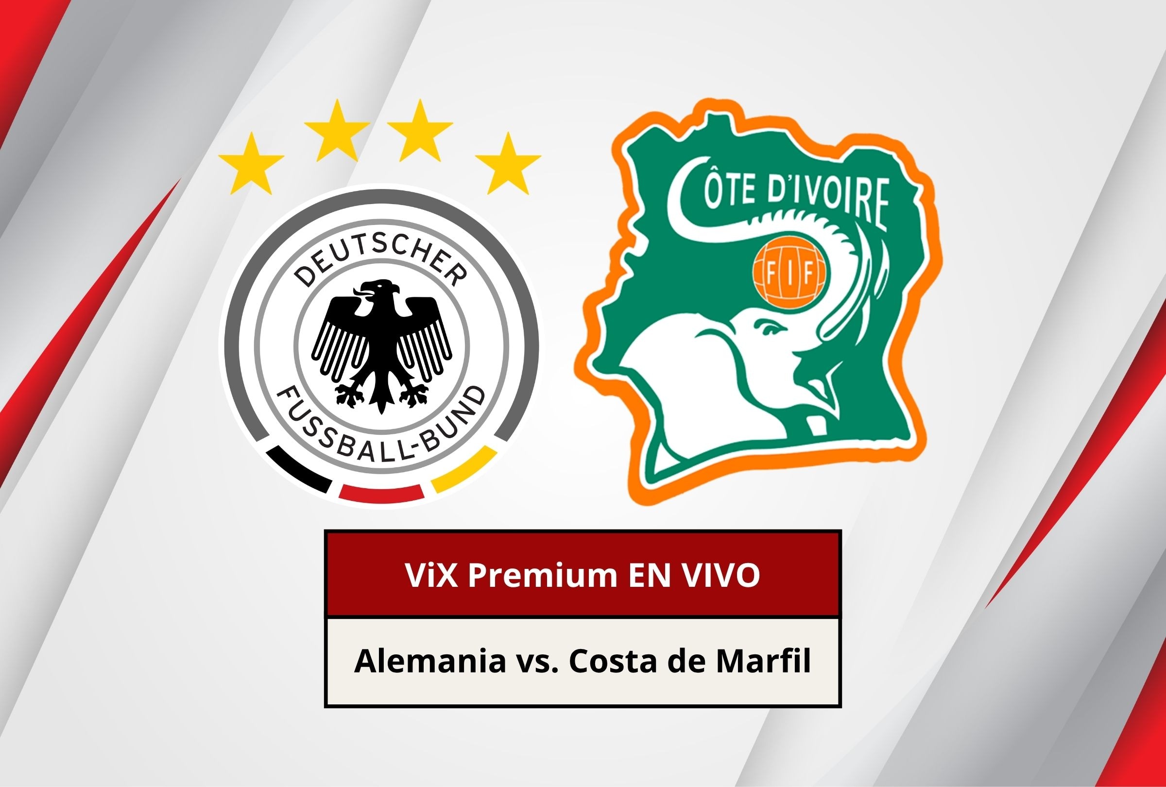 Revisa esta nota para que sepas cómo ver EN VIVO y EN DIRECTO el partido Alemania vs. Costa de Marfil por la Fecha 2 del Grupo E de la Copa Mundial 2026 vía ViX Premium. (Foto: Composición Canva - Depor)