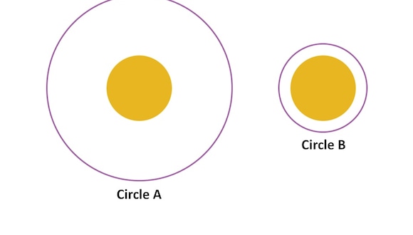 DESAFÍO VISUAL | Observe los dos conjuntos de círculos en la imagen. ¿Cuál del círculo amarillo parece más grande?