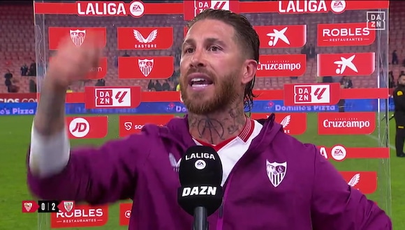 La explosiva reacción de Sergio Ramos contra los hinchas de Sevilla. (Video: DAZN)