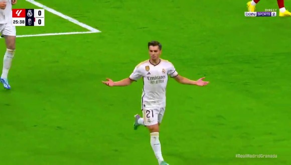 Gol de Brahim Díaz para el 1-0 de Real Madrid vs. Granada. (Video: Bein sports)