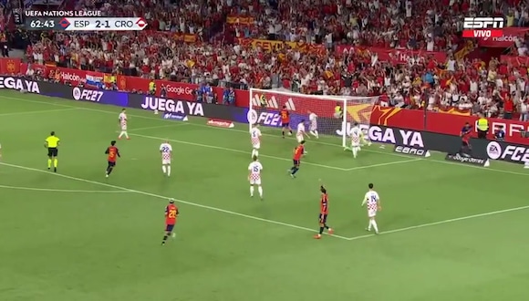 Lamine Yamal anota el 3-1 de España sobre Croacia. (VIDEO: ESPN)