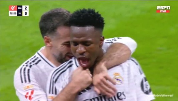 Gol de Vinícius Jr. para el 2-0 de Real Madrid vs. Villarreal por LaLiga. (Video: RM4 Arab)