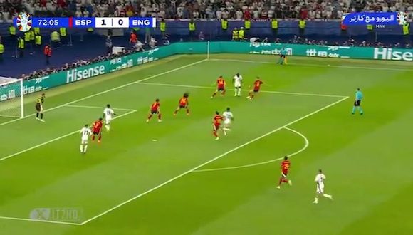 Cole Palmer y el 1-1 en el España vs. Inglaterra por la final de la Eurocopa. (ESPN)