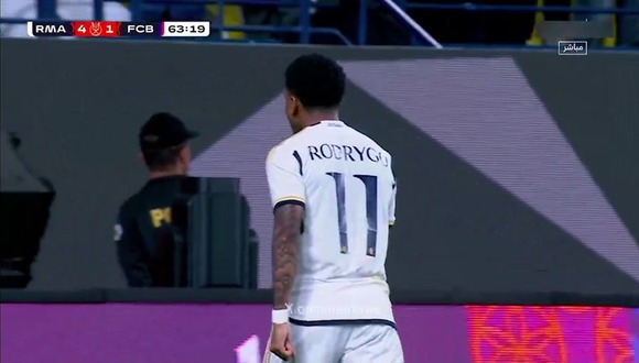 Gol de Rodrygo para el 4-1 del Real Madrid vs. Barcelona en la final. (Vídeo: X).