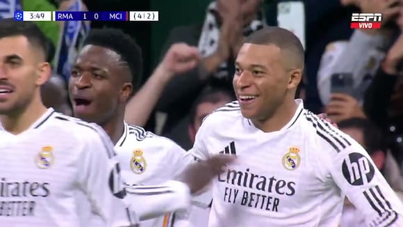 Gol de Kylian Mbappé para el 1-0 del Real Madrid vs. Manchester City por la Champions League (Video: @SC_ESPN)