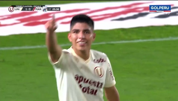 Piero Quispe anotó el 1-0 de Universitario vs. Carlos A. Mannucci. (Video: GOLPERU)