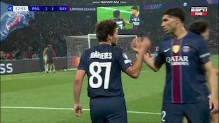 ¡Cabezazo letal! Gol de Joao Neves para el 2-1 del PSG vs. Bayern, por la Champions League