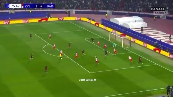 Gol de Fermín en el Barcelona vs. Estrella Roja. (VIDEO: CANAL+)