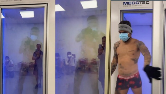 Paolo Guerrero realiza la crioterapia para apresurar su recuperación. (Fuente: Instagram)