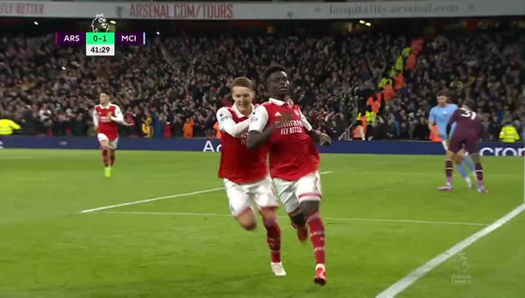 Saka anota el 1-1 de Arsenal vs. Manchester City. (VIDEO: ESPN)