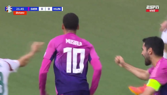Jamal Musiala marcó el 1-0 de Alemania vs Hungría. (Video: ESPN)