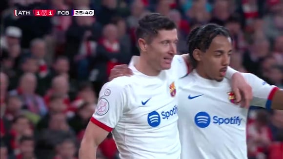 Gol de Robert Lewandowski en el 1-1 de Barcelona vs. Athletic Club. (Video: RFEF)