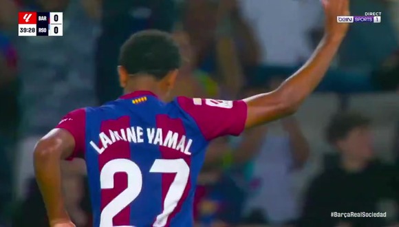 GOL de Lamine Yamal para el 1-0 de Barcelona vs. Real Sociedad. (Vídeo: X).