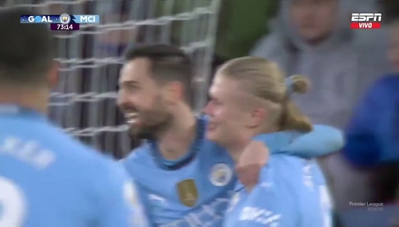 Erling Haaland marcó el gol del 2-0 de Manchester City sobre Leicester por la Premier League. (Video: ESPN)
