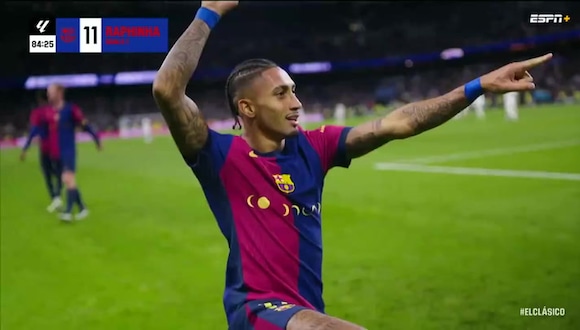 Gol de Raphinha en Barcelona vs Real Mdrid. (Video: ESPN)