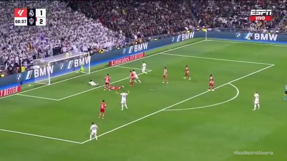 El gol de Vinicius Junior para el 2-2 de Real Madrid vs. Almería. (Video: ESPN)