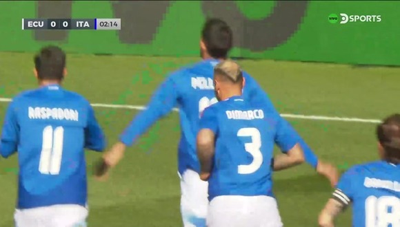 Gol de Lorenzo Pellegrini para el 1-0 de Italia vs. Ecuador. (Video: DSports)