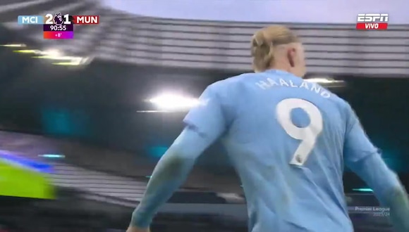 El gol de Erling Haaland para el 3-1 del derbi en Manchester. (Vídeo: ESPN).
