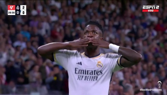 Gol de Vinícius Júnior para el 2-0 del Real Madrid vs. Alavés por LaLiga. (Video: ESPN)