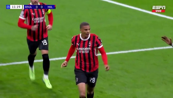 Gol de cabeza de Malick Thiaw para el 1-0 de Milan vs Real Madrid. (Video: ESPN)