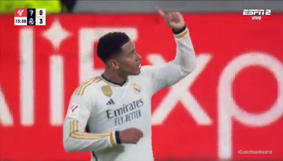 Jude Bellingham fue autor del tercer gol entre Real Madrid vs. Cádiz. (Video: ESPN 2)