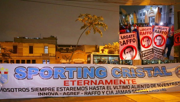 Los hinchas rimenses volvieron a cargar contra Joel Raffo, esta vez no por su manejo del club, sino por estar envuelto presuntamente en diversos delitos por el caso 'Los Galácticos'. (Foto: GEC/Video: Trece de diciembre de 1955)