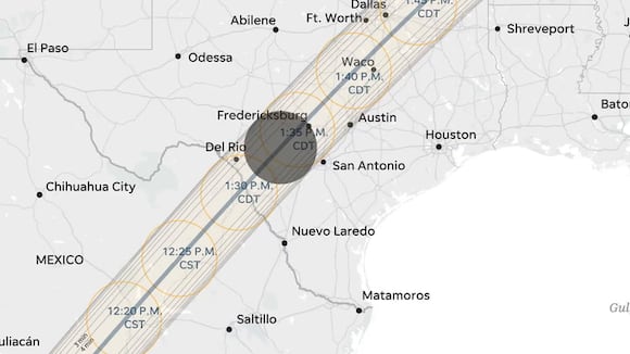 Trayectoria del eclipse solar total del 8 de abril vía NASA TV