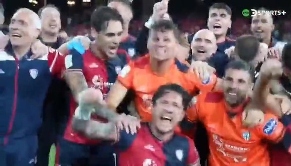 Los festejos de Lapadula tras ascender a la Serie A con el Cagliari. (Video: DSports)