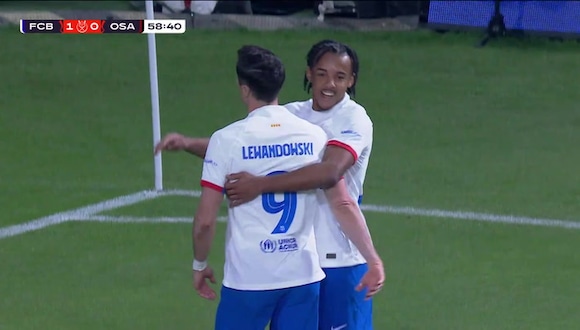 Gol de Lewandowski para el 1-0 del Barcelona vs. Osasuna. (Vídeo: X).