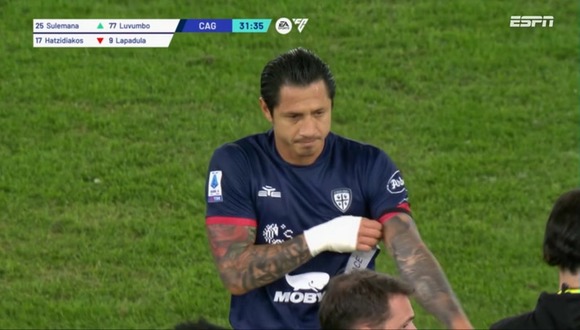 Gianluca Lapadula fue cambiado a los 32 minutos en Cagliari vs. Lazio. (Video: ESPN)