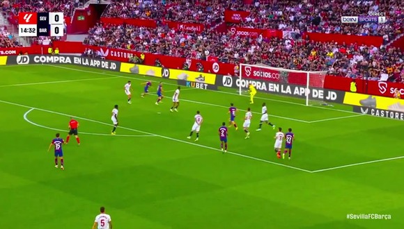 Gol de Lewandowski para el 1-0 en el Barcelona vs Sevilla. (Bein Sports)