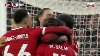 ¡Una genialidad de Luis Díaz! Gol de Mohamed Salah para el 1-0 del Liverpool vs. Newcastle