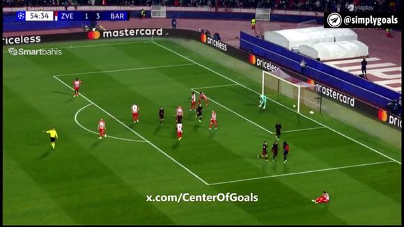 Gol de Raphinha para el 4-1 de Barcelona vs. Estrella Roja por Champions League. (VIDEO: CANAL+)