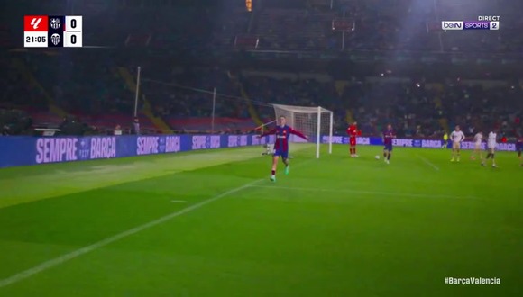 Gol de Fermín López para el 1-0 de Barcelona vs. Valencia por LaLiga. (Vídeo: X).