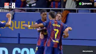 ¡Llegó el primero! Gol de Fermín López para el 1-0 de Barcelona vs. Valencia