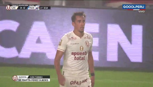 Martín Pérez Guedes anotó el 3-0 en el Universitario vs. Mannucci. (Video: GOLPERU)