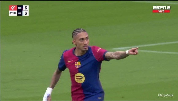 Raphinha marcó el 3-3 del Barcelona ante el Celta de Vigo. (Video: ESPN)