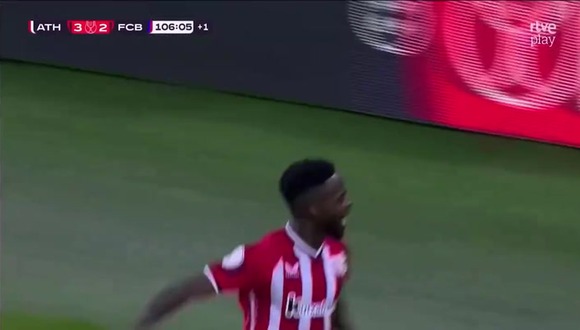Iñaki Williams anotó el 3-2 de Athletic Club vs. Barcelona, por Copa del Rey. (Video: RTVE)