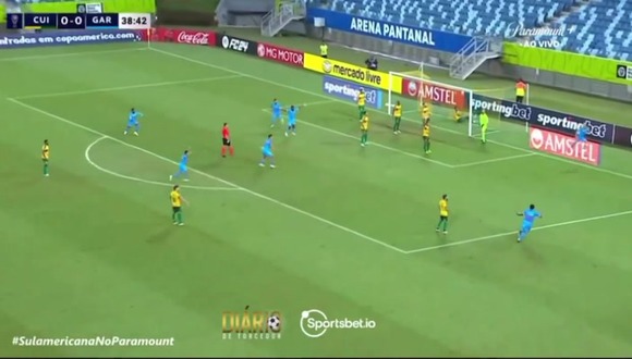 Gol pablo Erustes en el Garcilaso vs. Cuiabá (Fuente: Paramount+)