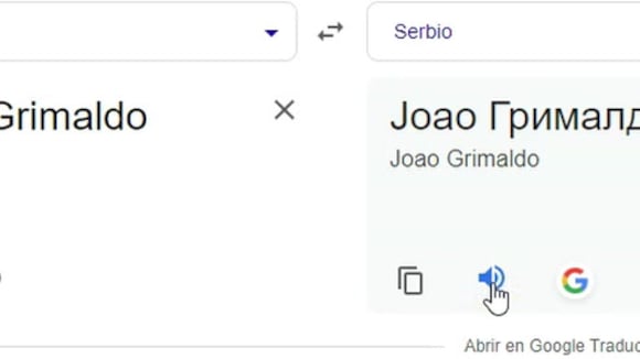 Así pronuncian el nombre de Joao Grimaldo en Serbia.