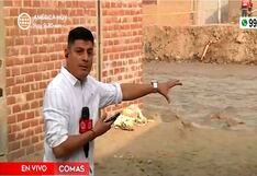 Comas: Periodista se queda atrapado cuando cubría colapso de viviendas por el Río Chillón
