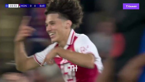 Gol de Maghnes Akliouche para el 0-1 de Barcelona vs Mónaco por la Champions League. (Vídeo: @FootballReprt).