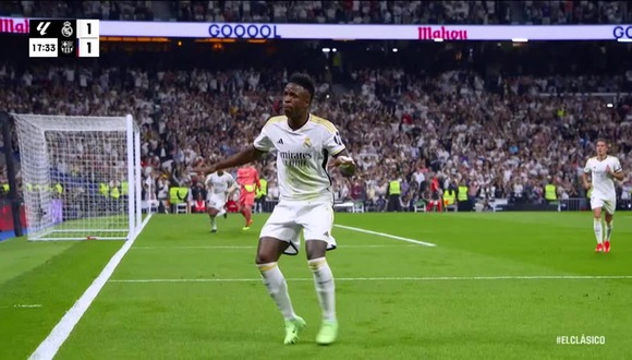 Gol de Vinícius Júnior para el 1-1 de Real Madrid vs. Barcelona. (Video: DSports)