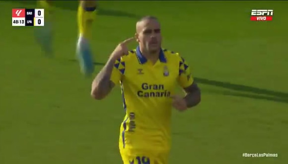 Gol de Sandro Ramírez para el 1-0 de Las Palmas vs Barcelona. (Video: ESPN)