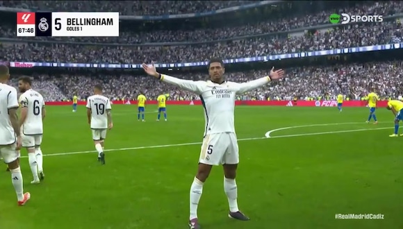 Jude Bellingham fue autor del 2-0 del partido entre Real Madrid vs. Cádiz. (Video: DSports)
