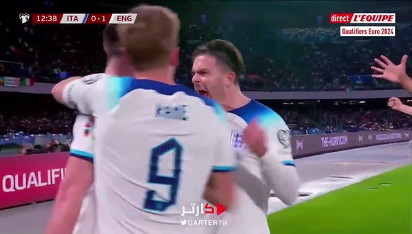 Declan Rice anotó el 1-0 de Inglaterra vs. Italia, por las Eliminatorias Eurocopa 2024. (Video: L'Equipe)