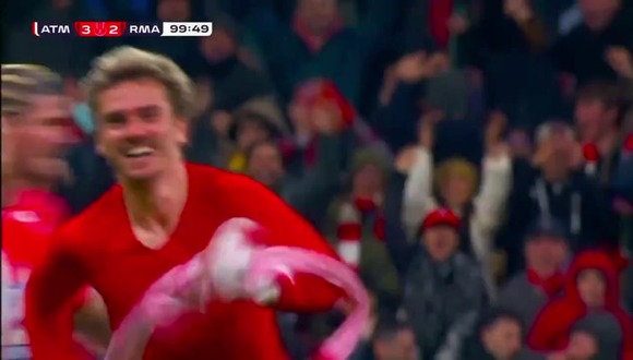 Antoine Griezmann anotó el 3-2 de Atlético Madrid vs. Real Madrid. (Video: Movistar)
