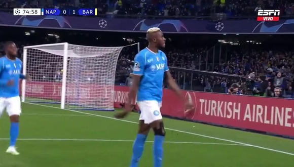 Gol de Victor Osimhen para el 1-1 del Barcelona vs. Napoli por la Champions League. (Vïdeo: ESPN).